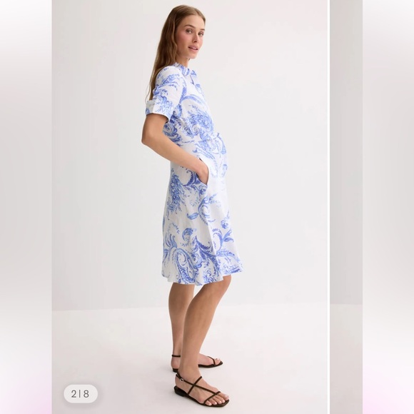 NWT Lauren Ralph Lauren Paisley Tie Front Linen Shirtdress - Picture 5 of 9